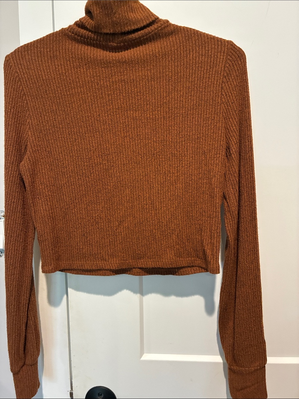 Garage Rust Ribbed Cropped Turtleneck Sweater B18 - Picture 3 of 4